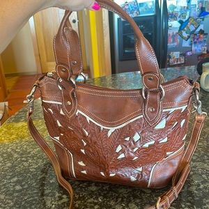 Leather Tooled/hand cut‎ out purse